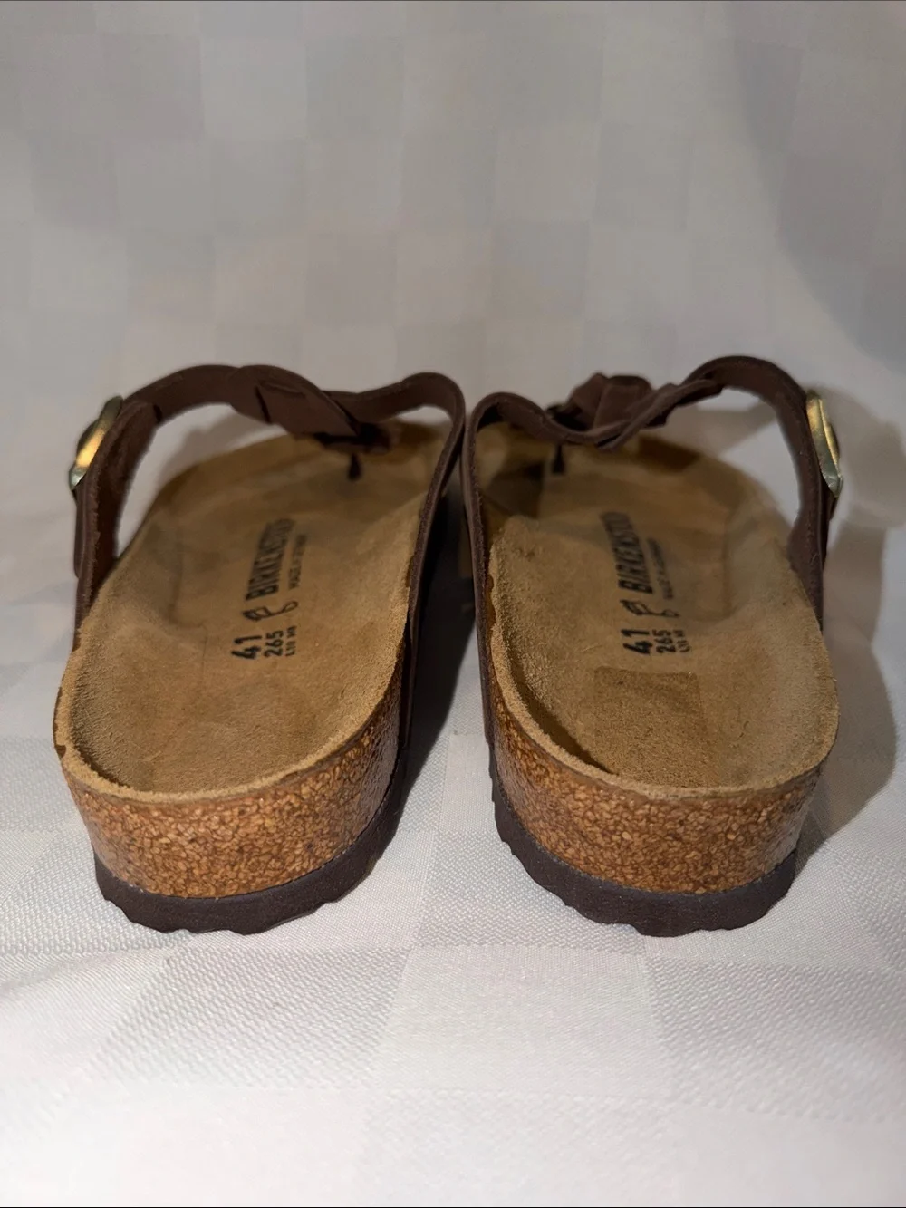 Sz 41 10-10.5 Birkenstock Brown Habana Braided Oiled Leather Sandals
